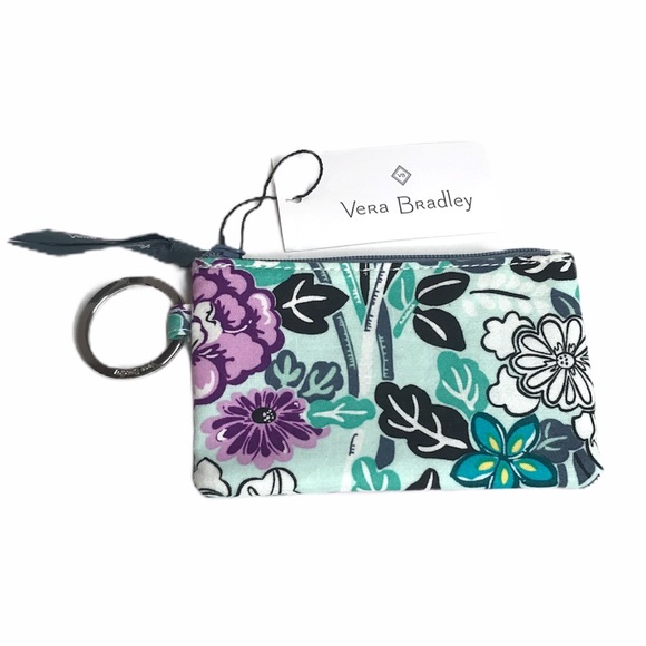 Vera Bradley Penelope’s Garden Up Zip ID and Lanyard Blue Purple - Picture 2 of 6
